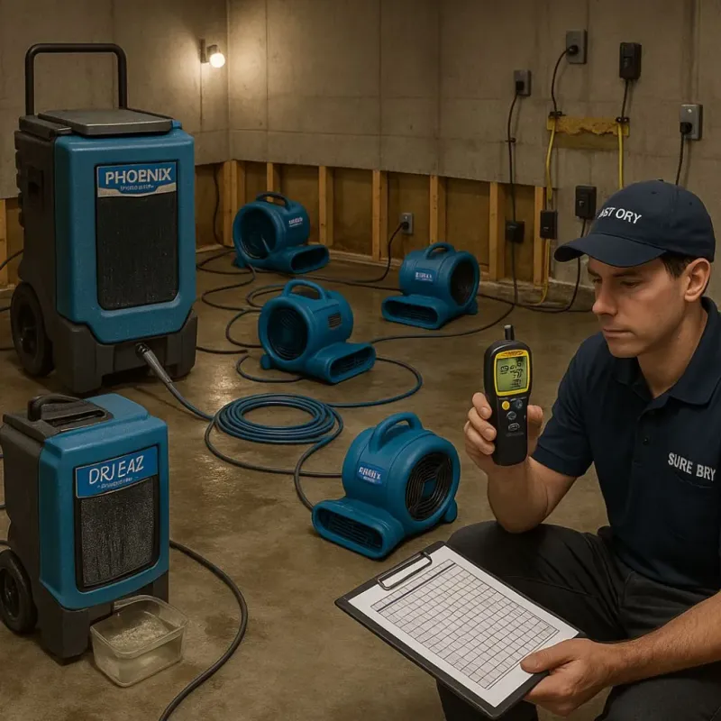 Structural Drying and Dehumidification process in Lakin, KS